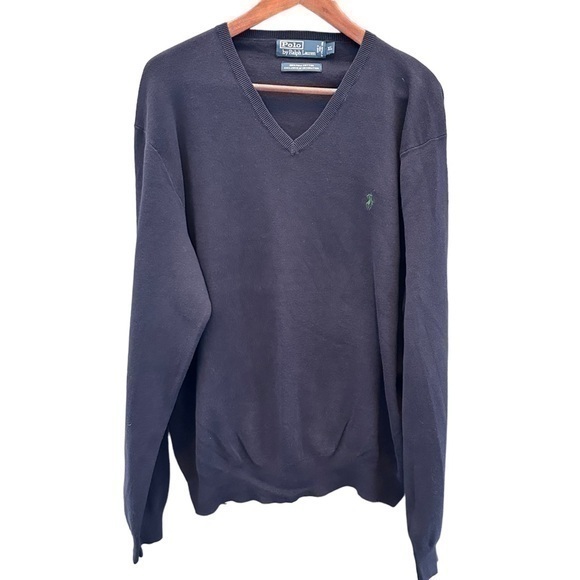 Polo by Ralph Lauren Navy Sweater Size XL V Neck Long Sleeve‎ Logo Preppy - Picture 1 of 9